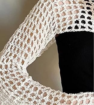 Yozazzy Women's Knit Crochet Crop Tops Long Sleeve Beach